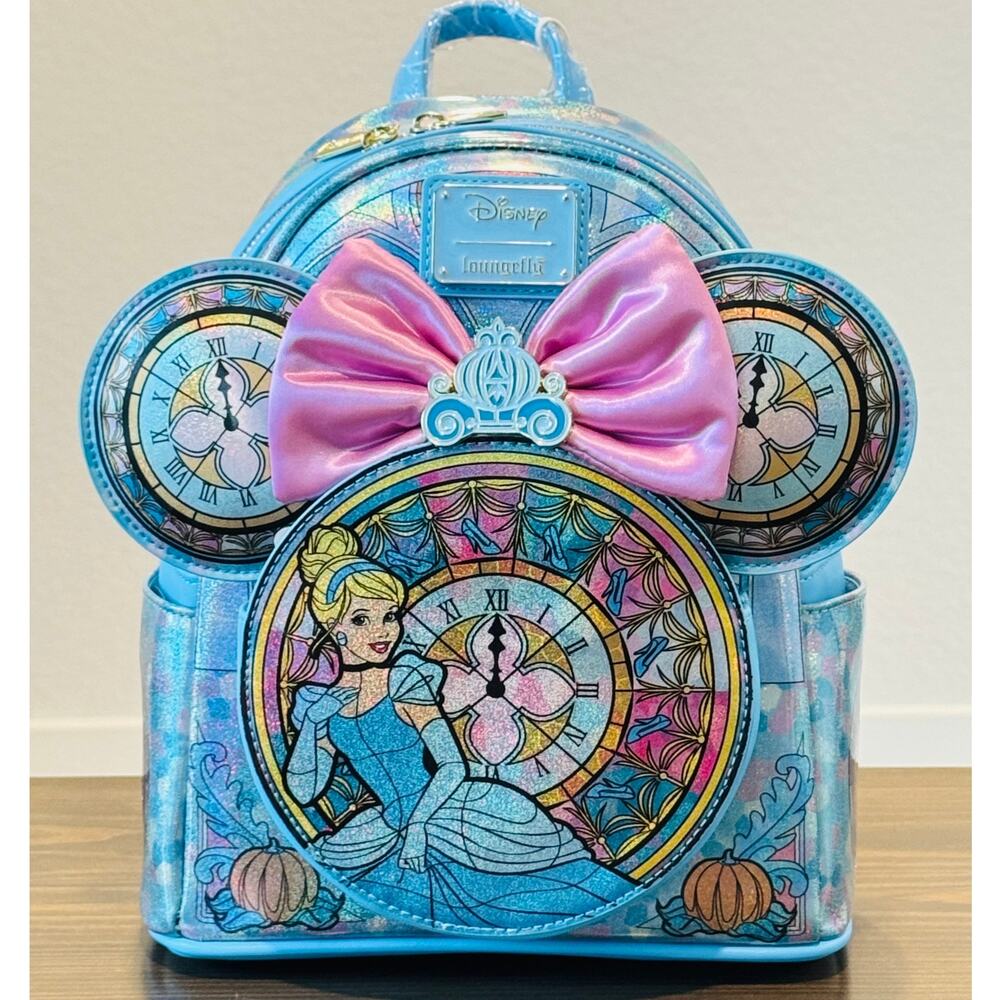 Loungefly Disney Princess Cinderella Stained Glass Mini Backpack & Ears Set NWT